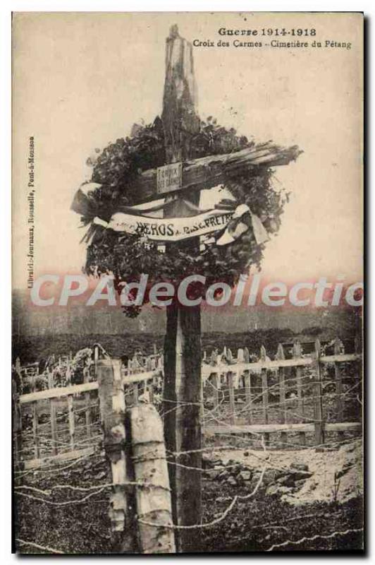 Postcard Old War Croix Des Carmelites Cimetiere Du Petang