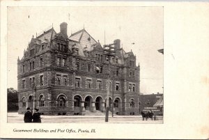 Postcard Government Buildings and Post Office in Peoria, Illinois