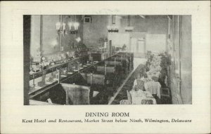 Wilmington DE Kent Hotel Restaurant Dining Room c1910 Postcard