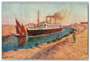 c1920's Suez Canal On Board Orient Liner Egypt Antique Tuck Art Postcard