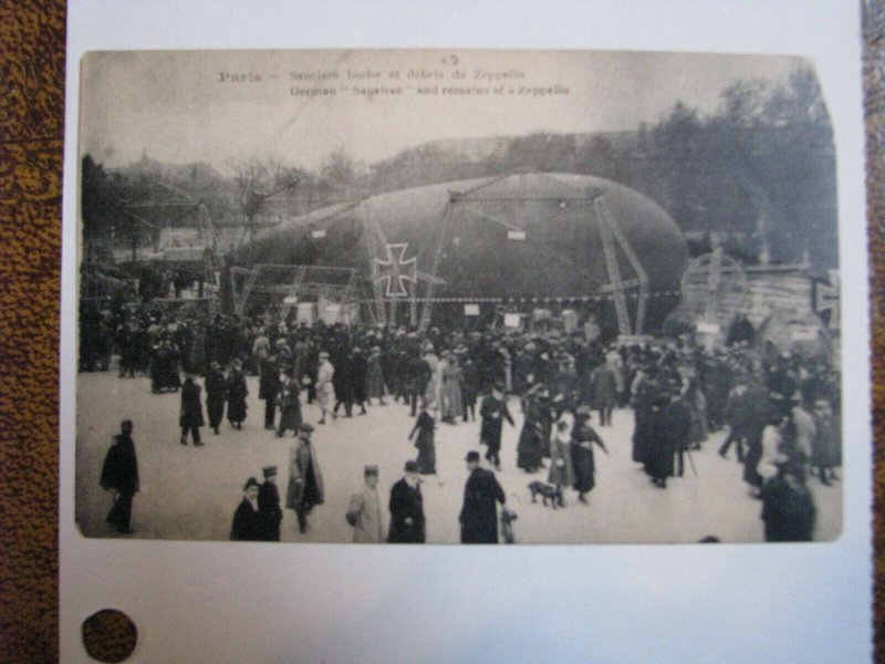 France Postcard WWI Paris German Zeppelin Debris Wreck 