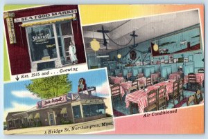 c1940 Northampton Massachusetts Vintage Postcard Jack August's House Sea Foods