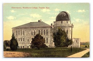 Postcard Observatory Washburn College Topeka Kan. Kansas