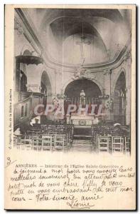 Postcard Old Asnieres Interior of I Church Sainte Genevieve