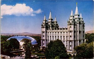 Temple Square Salt Lake City Utah UT Birds Eye View Mormon Tabernacle Postcard 