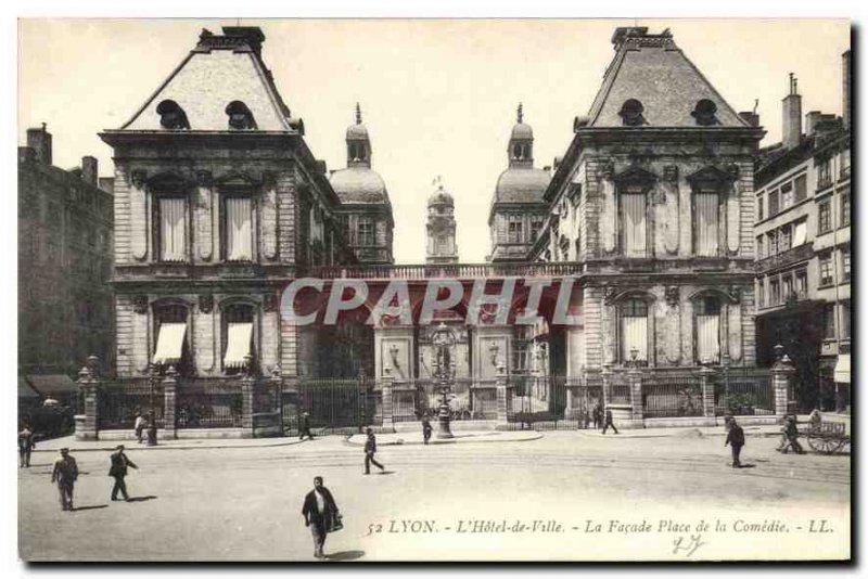 Old Postcard Lyon City Hall Facade The Place de la Comedie