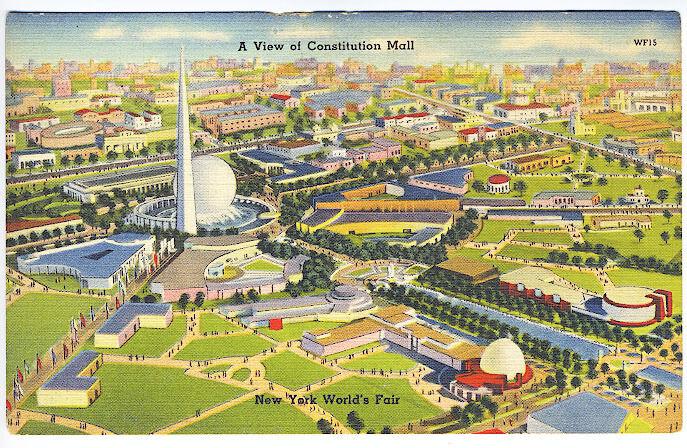 1939 New York World's Fair View of Constitution Mall Postcard