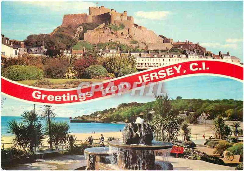 Modern Postcard Greetings From Jersey Mont Orgueil Castle St Brelades Gardens