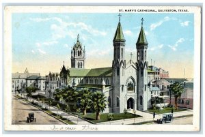 c1920 St. Mary's Cathedral Church Exterior Building Galveston Texas TX Postcard