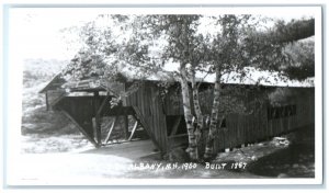 1939 Covered Bridge River Bradford New Hampshire NH Vintage RPPC Photo Postcard 