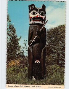 Postcard Beaver House Post, Saxman Park, Ketchikan, Alaska