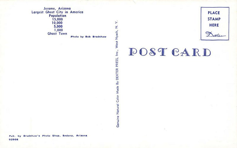 Jerome AZ Largest Ghost Town in America Old Cars Postcard