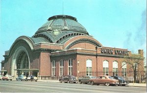Union Station Tacoma Washington Vintage Cars 1950s Chrome Continental Postcard