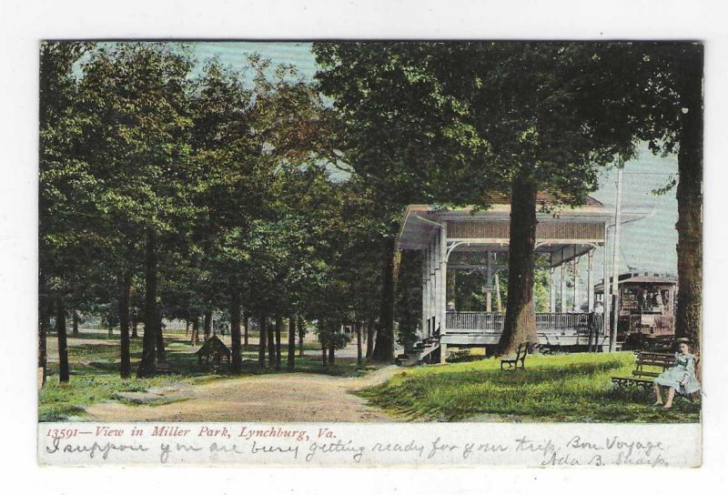 1909 View in Miller Park, Lynchburg, Virginia UDB Postcard