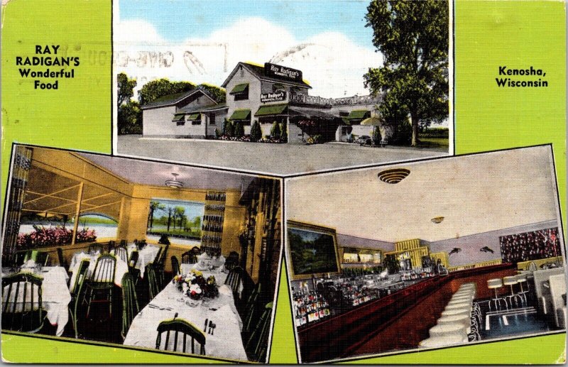 Linen Postcard Ray Radigan's Restaurant in Kenosha, Wisconsin