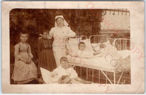 c1910s Nurse Outdoor Hospital RPPC Open Air Heliotherapy Sun Therapy Photo A154