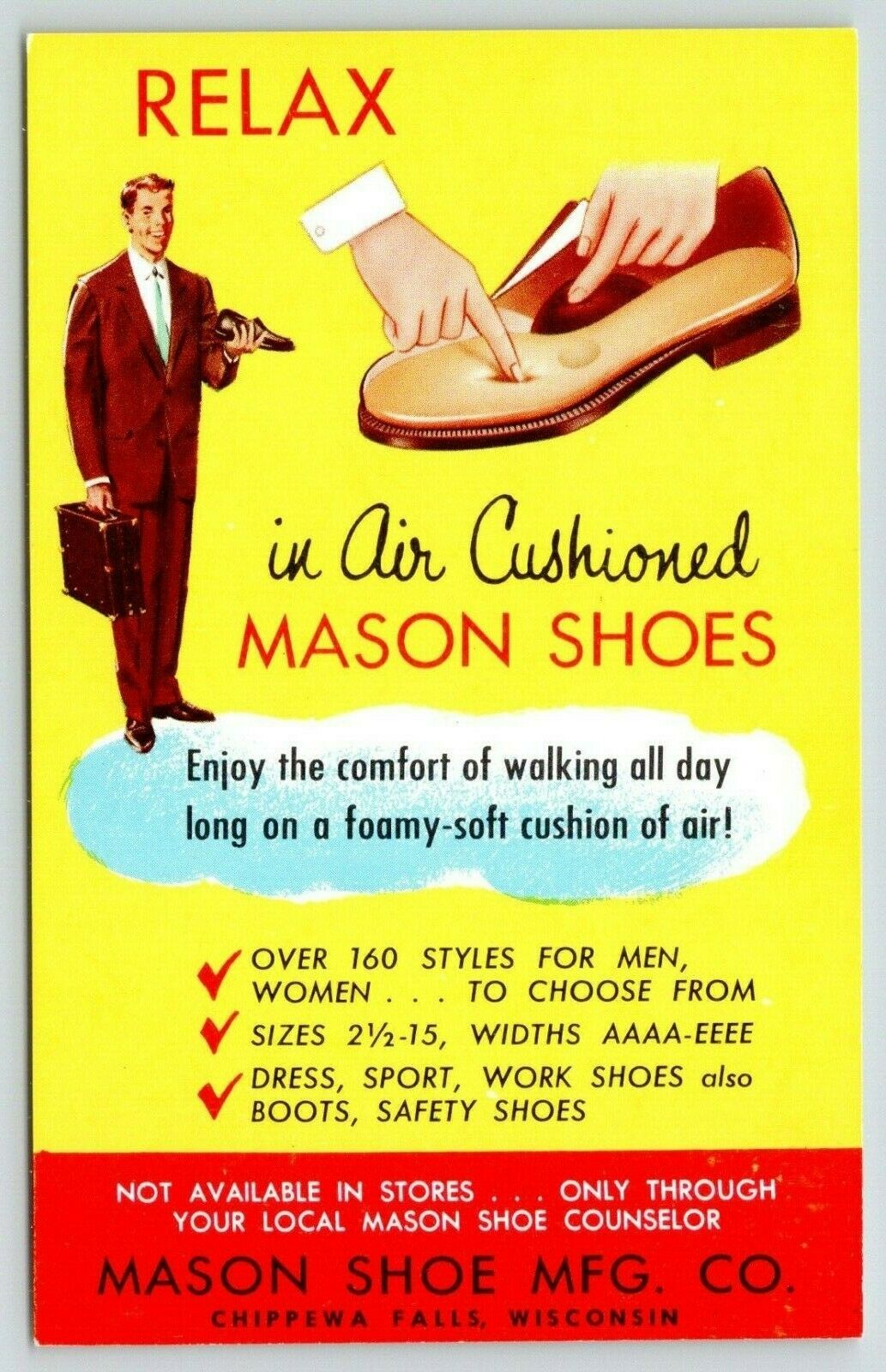 Chippewa Falls Wisconsin Mason Shoe Mfg Co 1950s Advertising Postcard United States Wisconsin Other Postcard