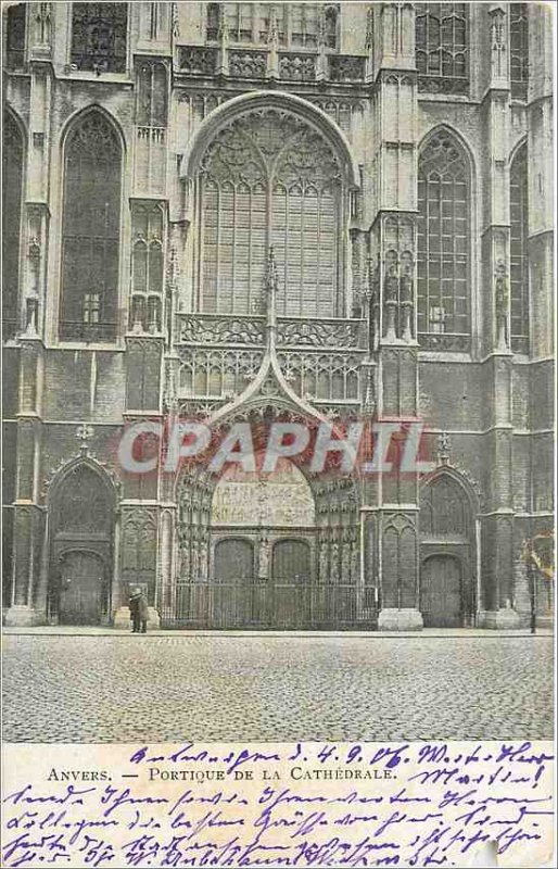 Old Postcard Antwerp Portico of the cathedral