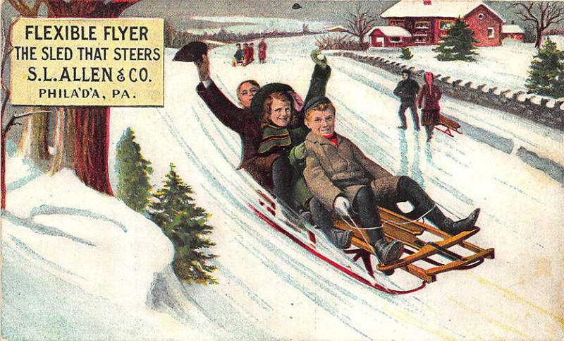 Philadelphia PA Flexible Flyer The Sled That Steers Postcard