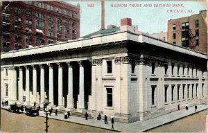 Illinois Trust Savings Bank Chicago Ill Horse Carriage Antique DB Postcard Vtg 