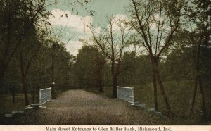 Vintage Postcard 1910 Main Street Entrance To Glen Miller Park Richmond Indiana