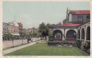 First Street Albuquerque New Mexico 1910c Phostint postcard