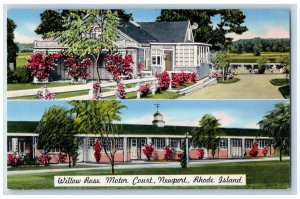 Newport Rhode Island RI Postcard Willow Rose Motor Court Multiview c1940 Vintage