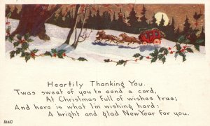 Vintage Postcard 1921 Heartily Thank You Christmas Full of Wishes true Greetings