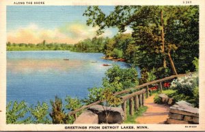 Minnesota Greetings From Detroit Lakes Scene Along The Shore Curteich