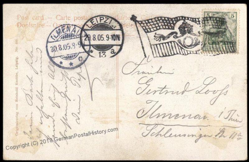 Germany 1905 Patriotic Flag Machine Cancel Leipzig Earthquake Erdbeben Sta 73230