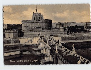 Postcard Sant Angelo Bridge and Castle Rome Italy