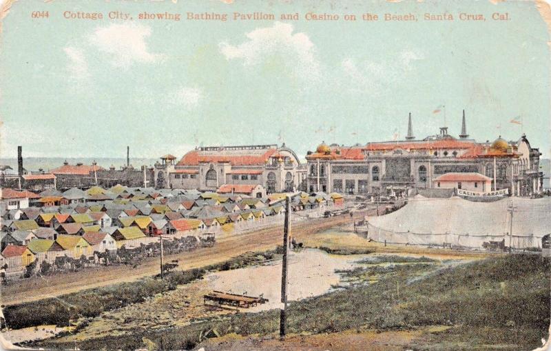 SANTA CRUZ CA~COTTAGE CITY-Pavilion-CASINO CARDINELL-VINCENT PUBL POSTCARD 1910s