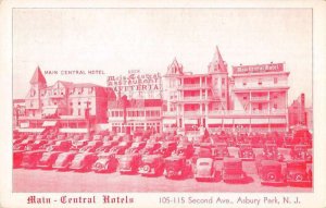 Asbury Park New Jersey Main Central Hotels Vintage Postcard AA48976