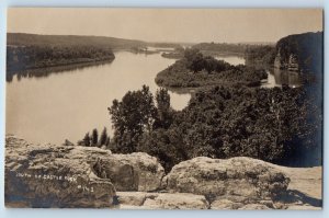 Dixon Illinois IL Postcard RPPC Photo View Of South Of Castle Rock c1910's