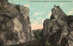 1914 Cut Rocky Mountains On The Northern Pacific Railway Vintage Postcard