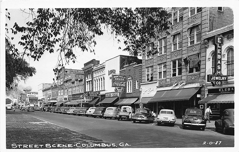 Columbus GA Elebash Jewelry Marilyn Shoes Storefronts Old Cars RPPC