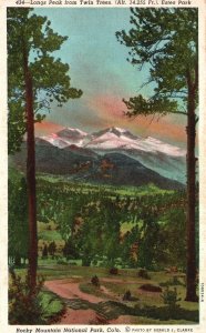 Vintage Postcard 1948 Longs Peak From Twin Trees Rocky Mountain National Park CO