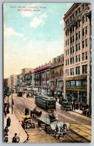 Main Street Looking West  Springfield  Massachusetts   Postcard  1910