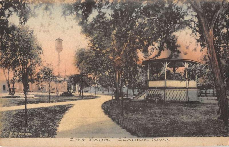 Clarion Iowa birds eye view inside city park tinted antique pc Z17586