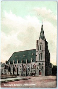 c1910s Ogden, UT Catholic Church Chapel Cathedral Stone Building Postcard A119