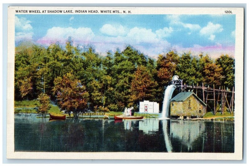 c1950 Water Wheel Shadow Lake Indian Head Hydropower White Mountains NH Postcard