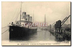 Old Postcard Boat Bordeaux S & # 39arrivee the luxury liner Lutetia