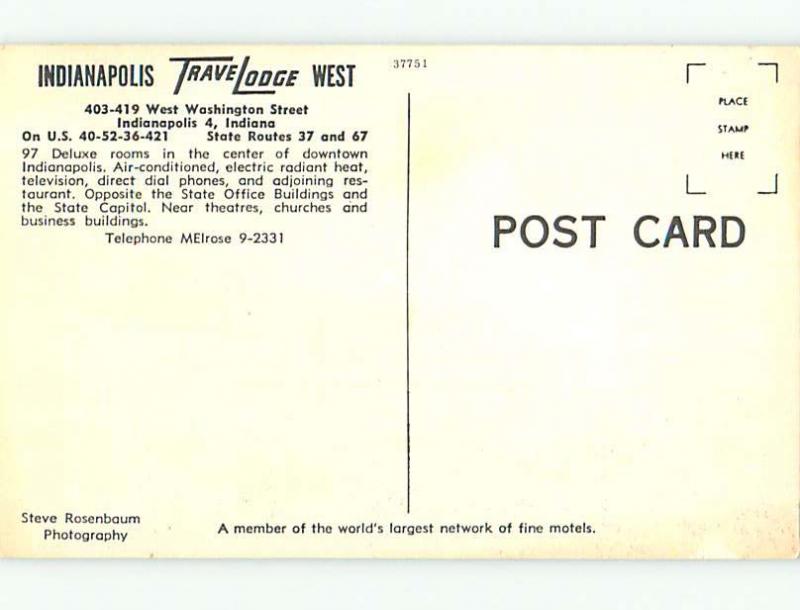 Unused Pre-1980 OLD CARS & TRAVELODGE MOTEL Indianapolis Indiana IN u0240