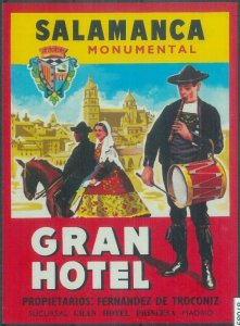 87089 - SPAIN - Vintage Hotel LABEL - GRAN HOTEL Salamanca MONUMENTAL-