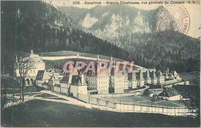 Old Postcard 228 Grande Dauphine chartreuse general view of the monastery