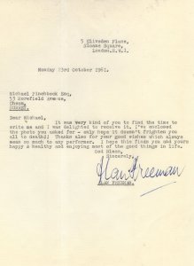 Alan Freeman Radio 1 DJ Early 1961 Hand Signed Scary Letter