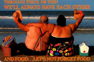 Humour Fat Couple On Beach Through Thick Or Thin We'll Aleays Have Each ...