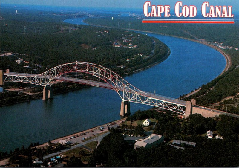 Massachusetts Cape Cod Aerial View Of The Three Cape Cod Canal Bridges