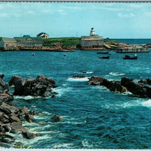 c1960s Neils Harbour Cape Breton Postcard NS Lighthouse Fish Village Cabot Trail