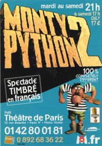 Monty Python 2 Rare French Theatre De Paris Advertising Postcard